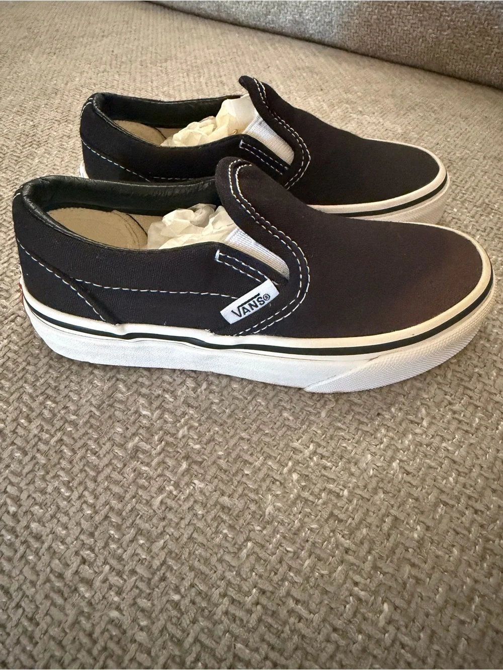 Vans Black Canvas Slip-On Shoes Size 11.5 Toddler